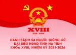 Danh sách 54 người trúng cử đại biểu HĐND tỉnh Hà Tĩnh khóa XVIII, nhiệm kỳ 2021 - 2026